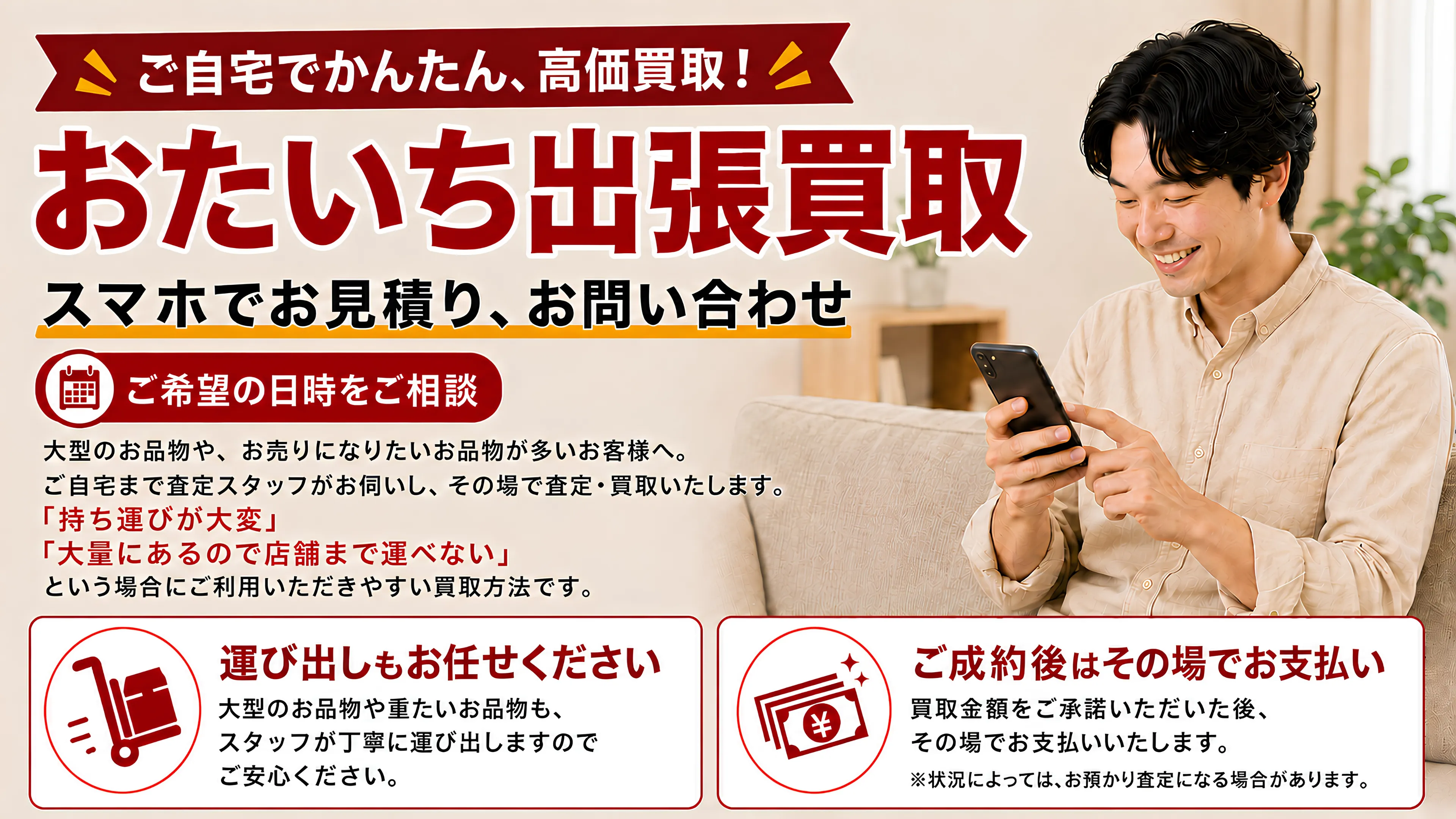 ご自宅でかんたん、高価買取！おたいち出張買取